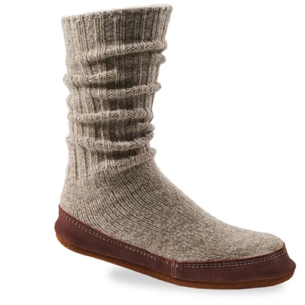 New Kids Original ACORN Knit Slipper Sock with Leather Sole